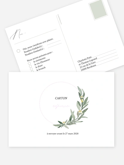 Carton réponse Olivier chic