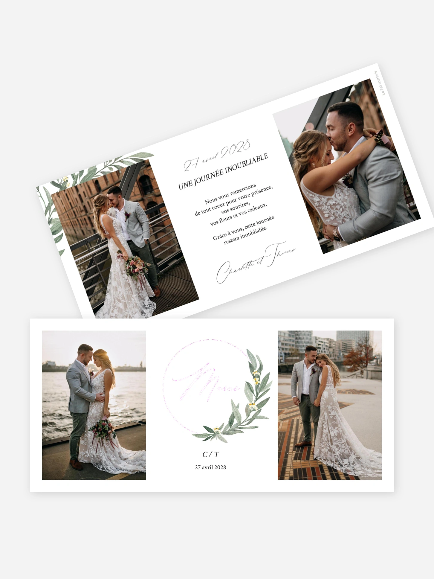 Carte de remerciements Olivier chic