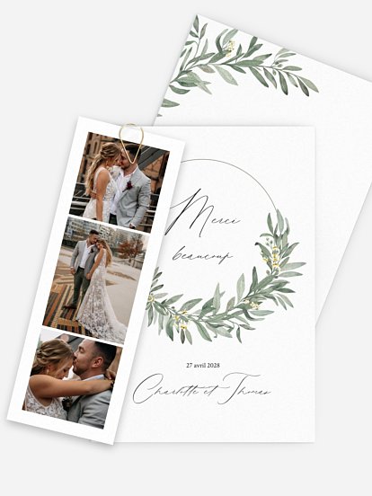 Carte de remerciements Olivier chic