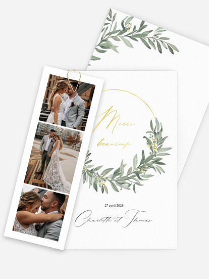 Carte de remerciements Olivier chic