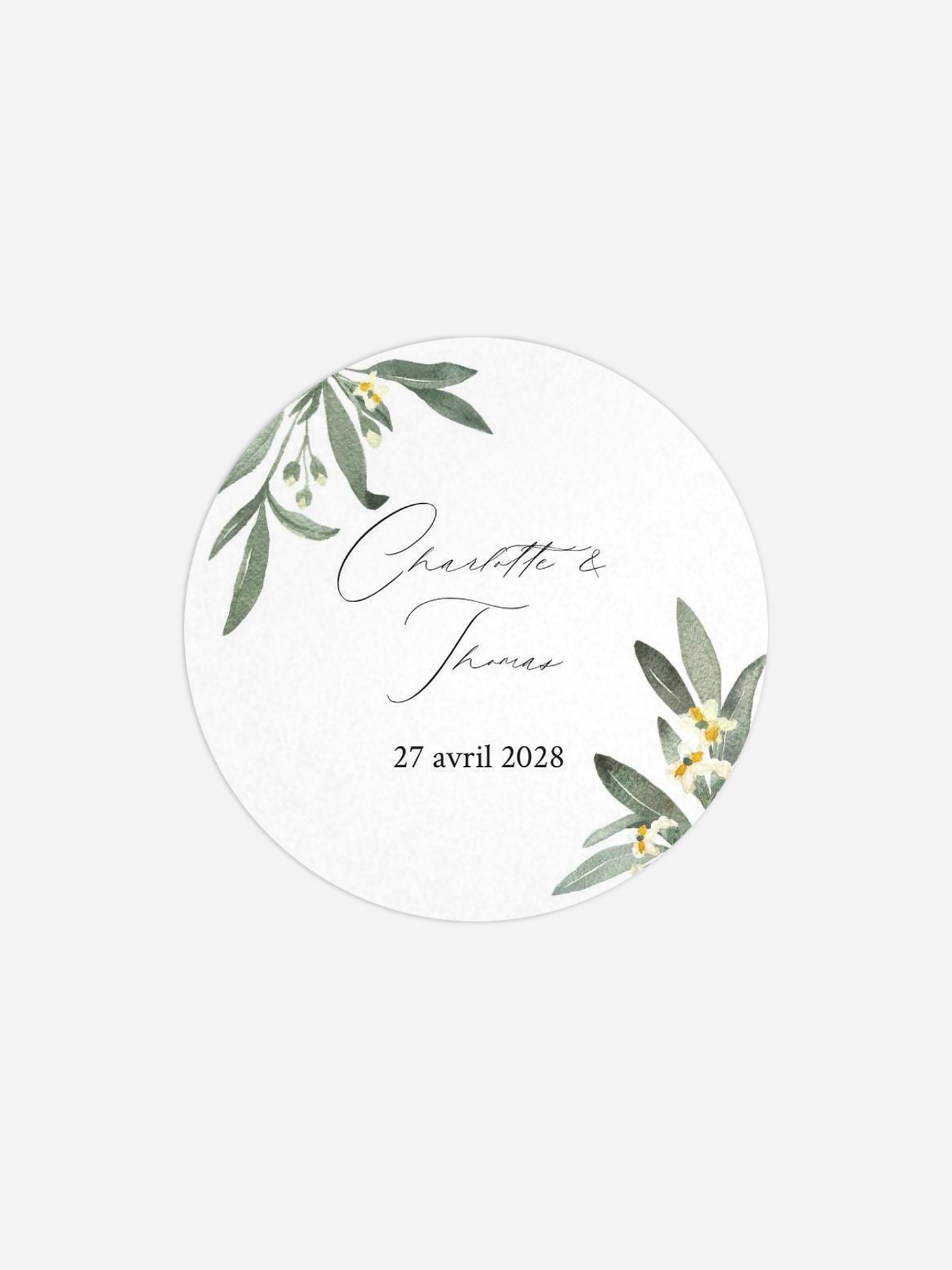 Étiquette cadeau mariage Olivier chic