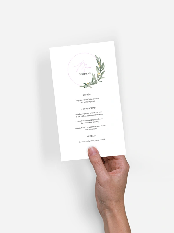 Menu mariage Olivier chic