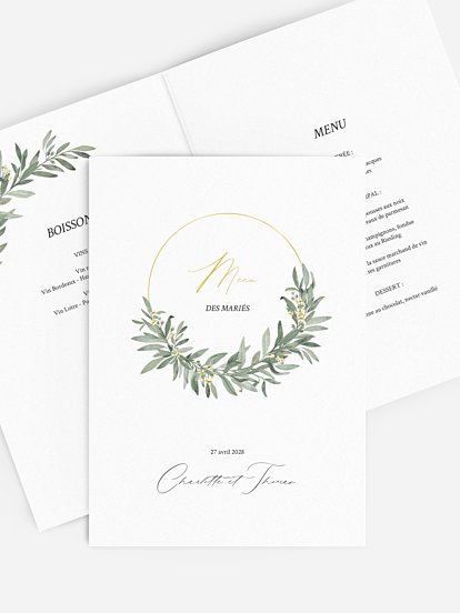 Menu mariage Olivier chic