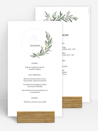 Menu mariage Olivier chic