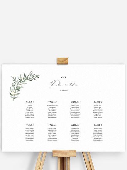 Poster plan de table mariage Olivier chic