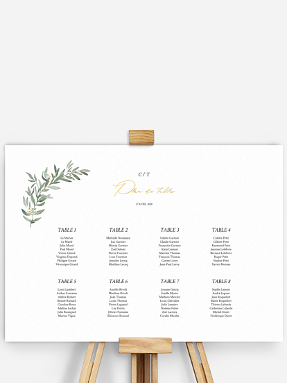 Poster plan de table mariage Olivier chic