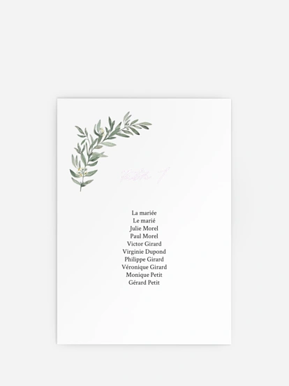 Cartons plan de table mariage Olivier chic