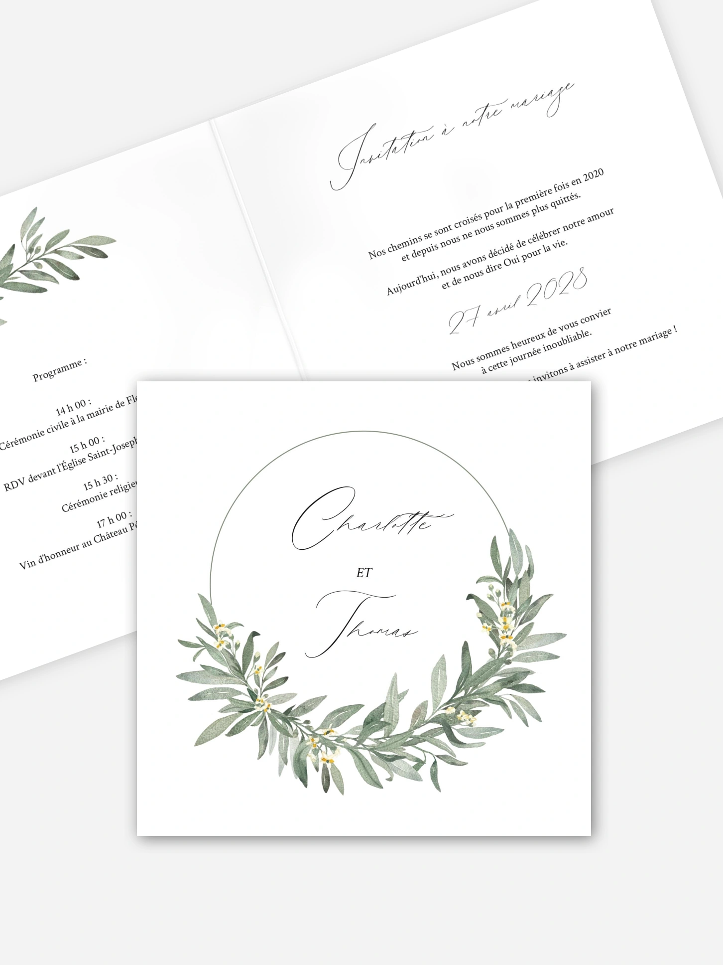 Faire-part de mariage Olivier chic