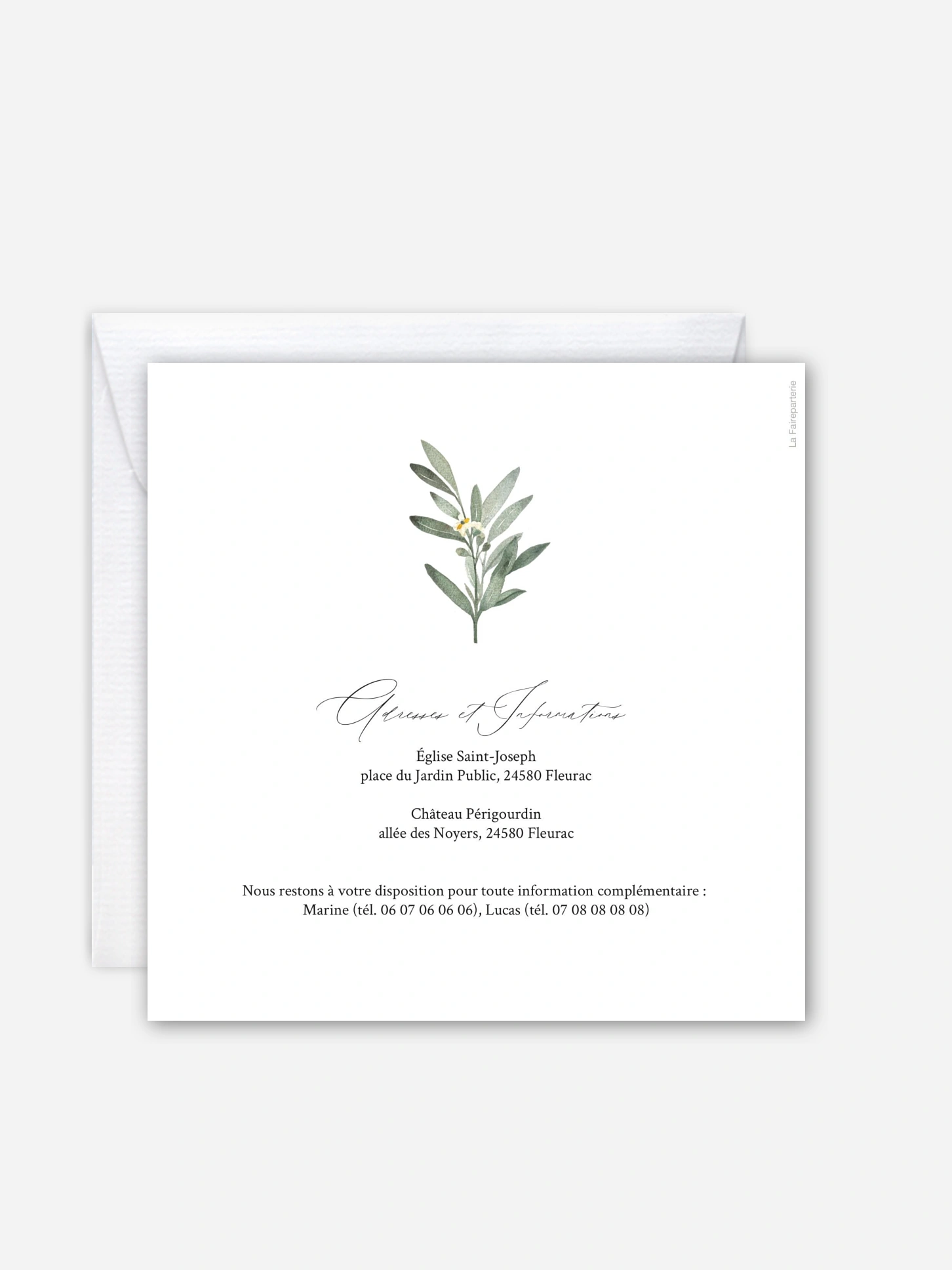 Faire-part de mariage Olivier chic