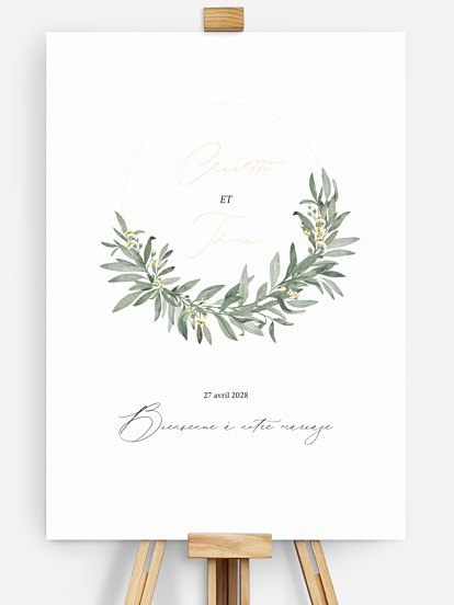 Poster bienvenue mariage Olivier chic