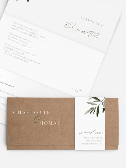 Faire-part de mariage Brin d'oliviers