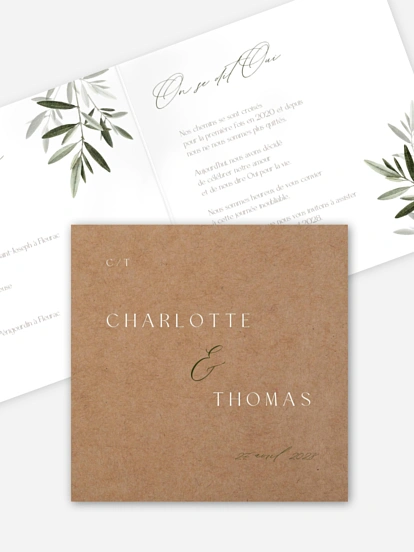 Faire-part de mariage Brin d'oliviers