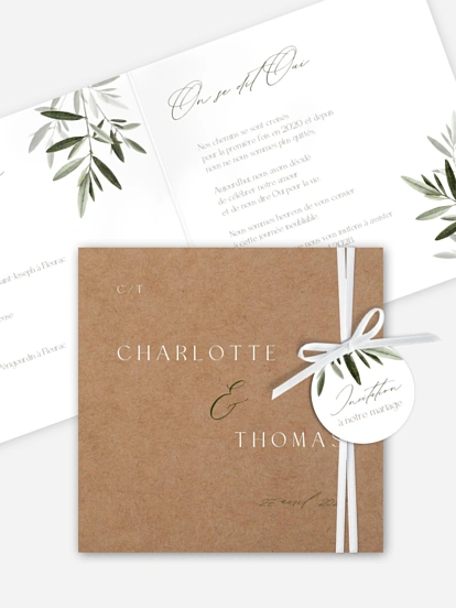 Faire-part de mariage Brin d'oliviers