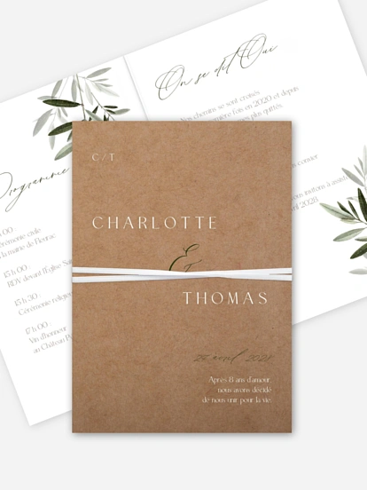 Faire-part de mariage Brin d'oliviers