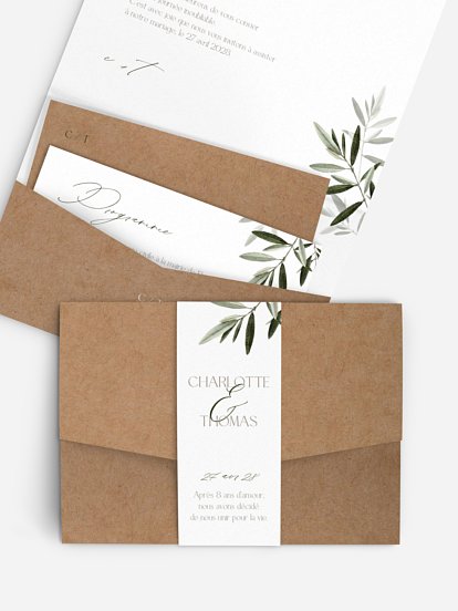 Faire-part de mariage Brin d'oliviers