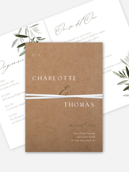 Faire-part de mariage Brin d'oliviers