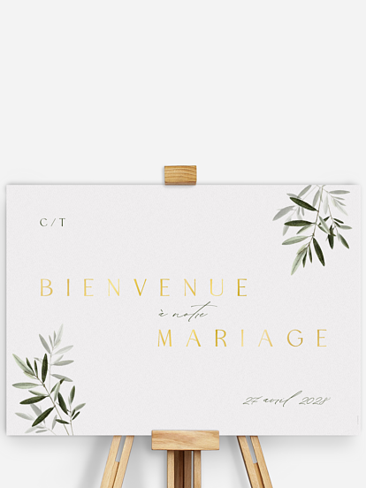 Poster bienvenue mariage Brin d'oliviers