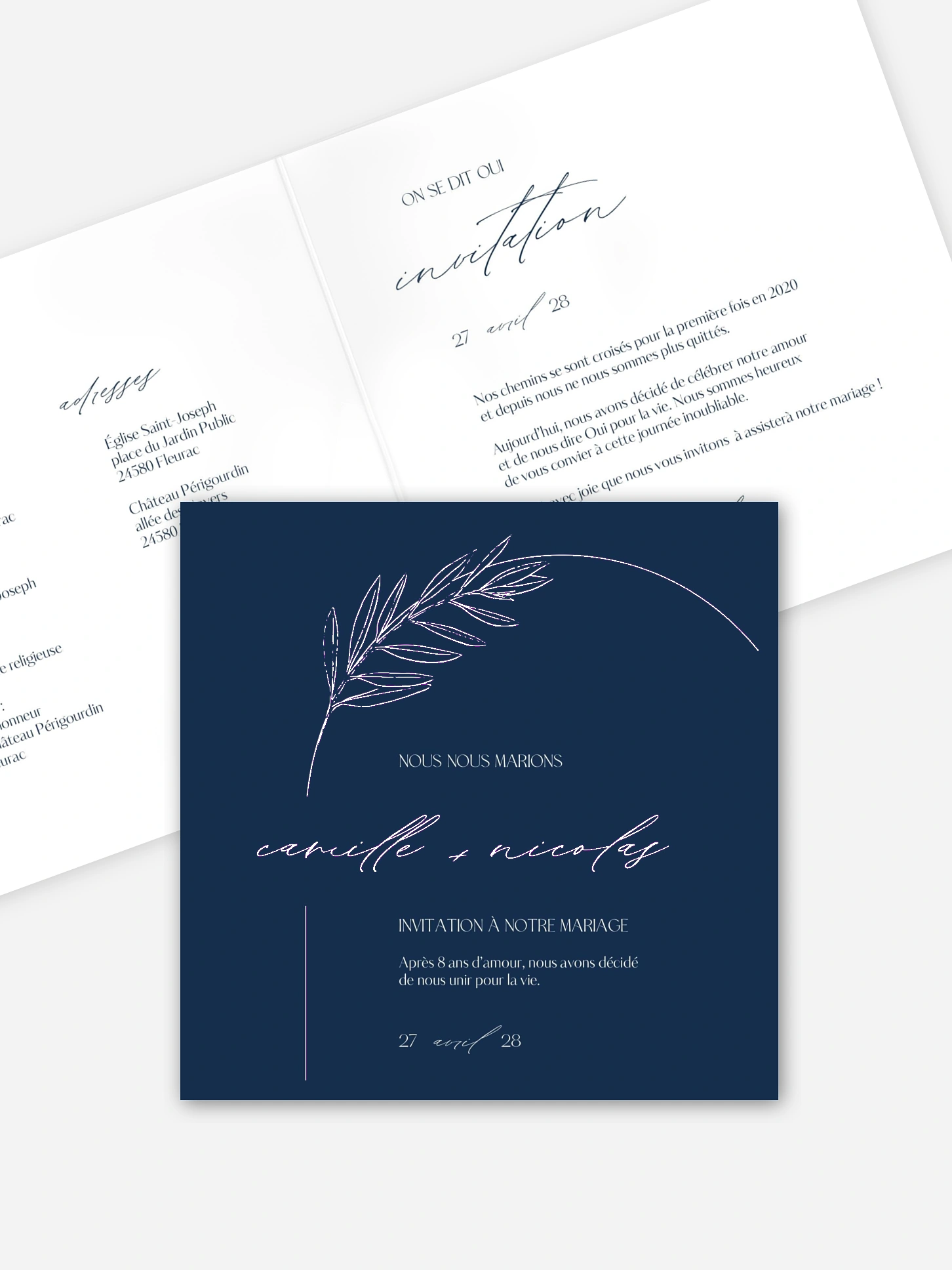 Faire-part de mariage Olivier élégant