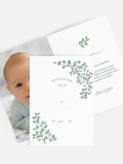 Faire-part baptême Greenery Garden