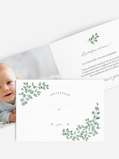 Faire-part baptême Greenery Garden