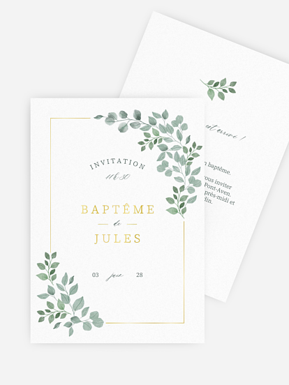 Faire-part baptême Greenery Garden