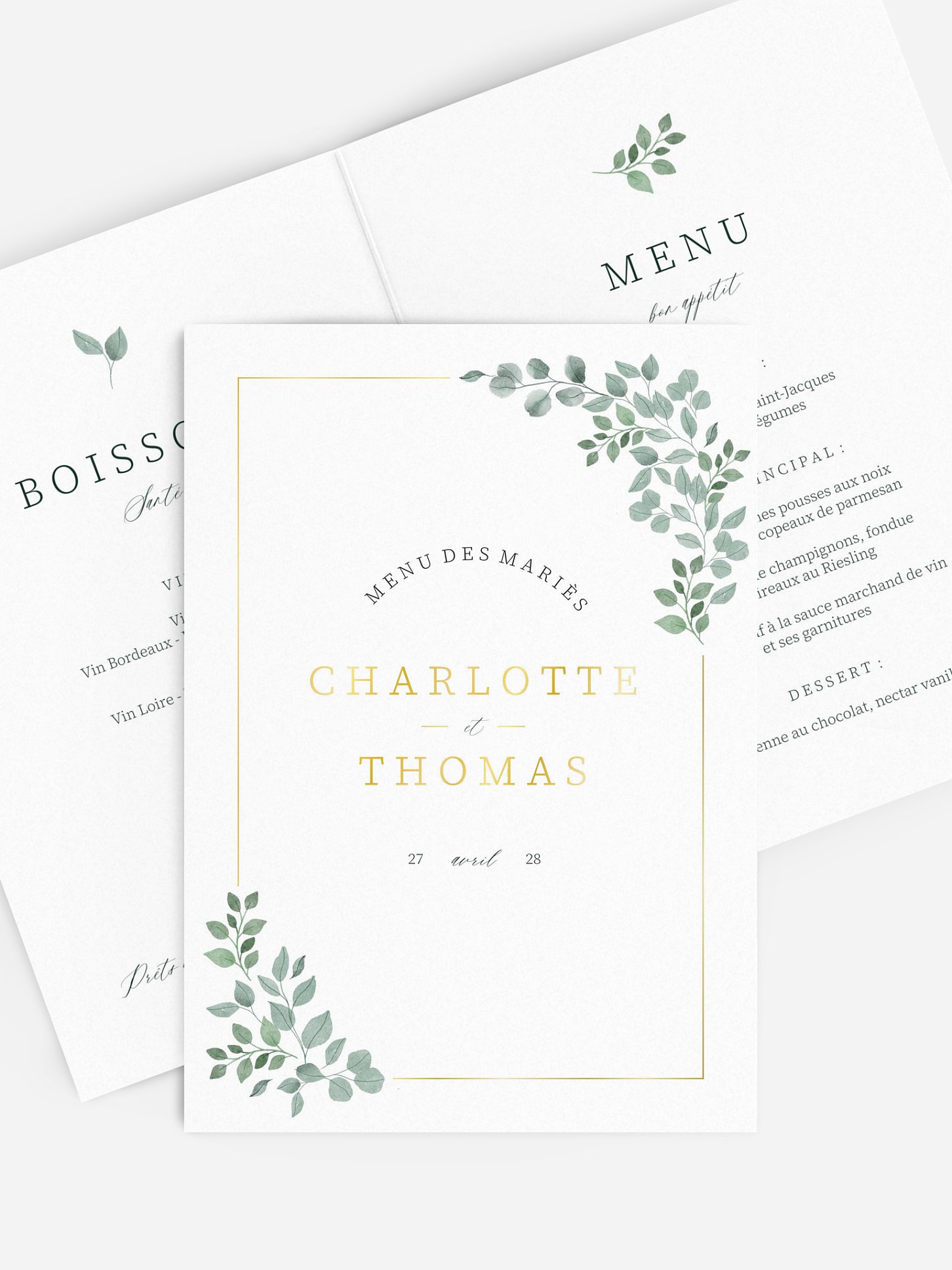 Menu mariage Greenery Garden