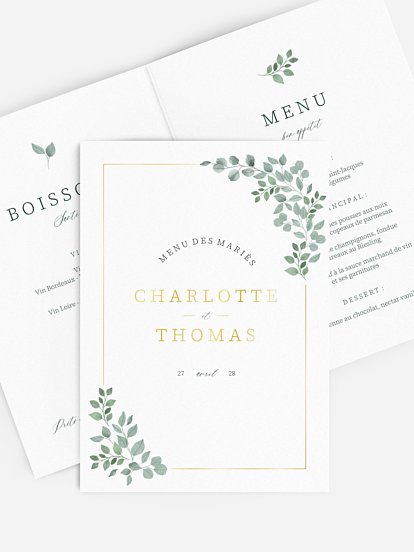 Menu mariage Greenery Garden