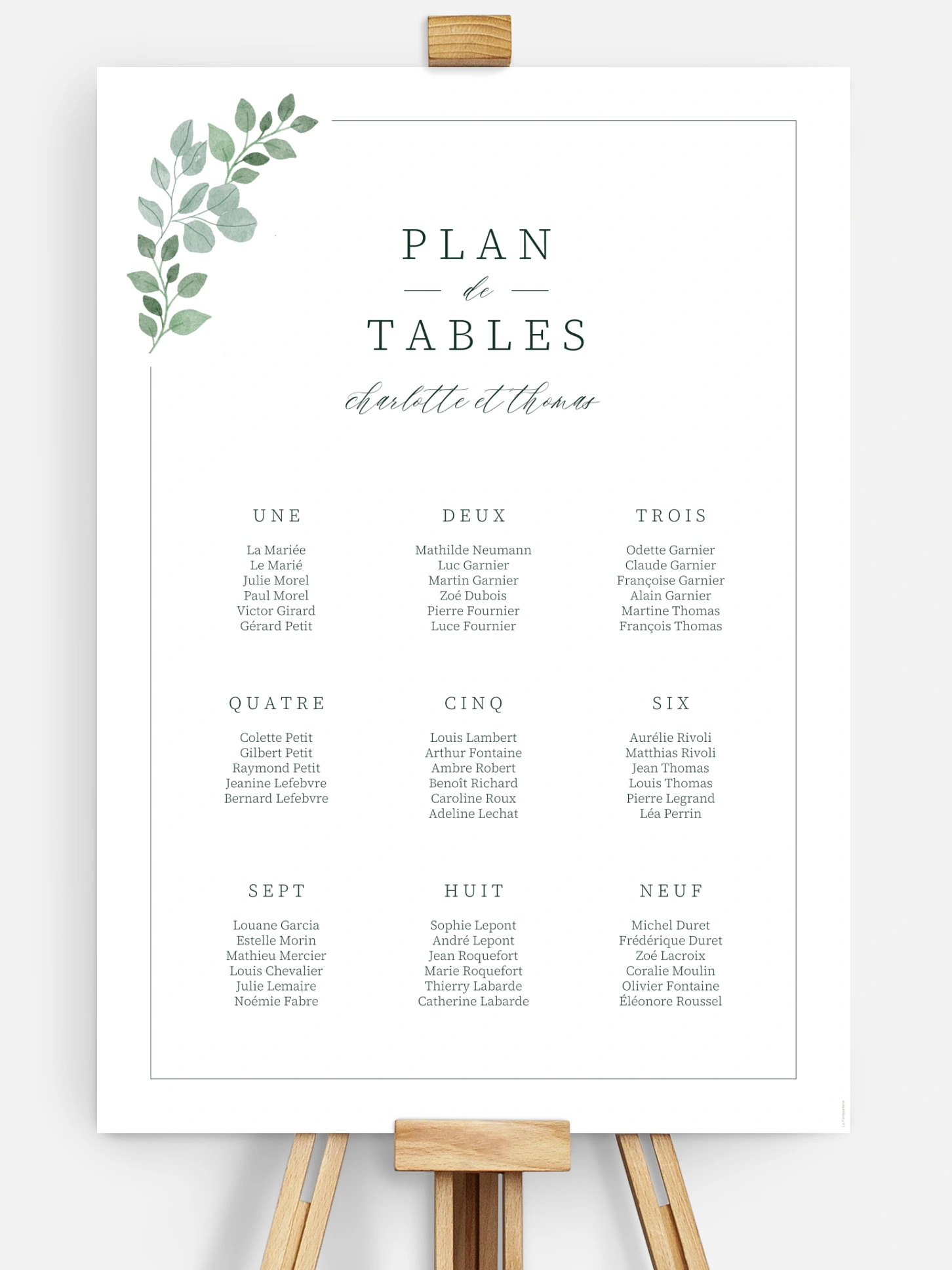 Poster plan de table mariage Greenery Garden