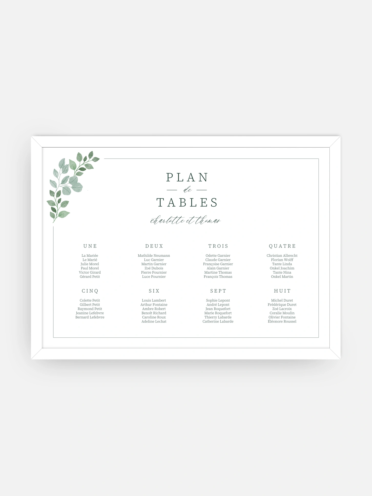 Poster plan de table mariage Greenery Garden