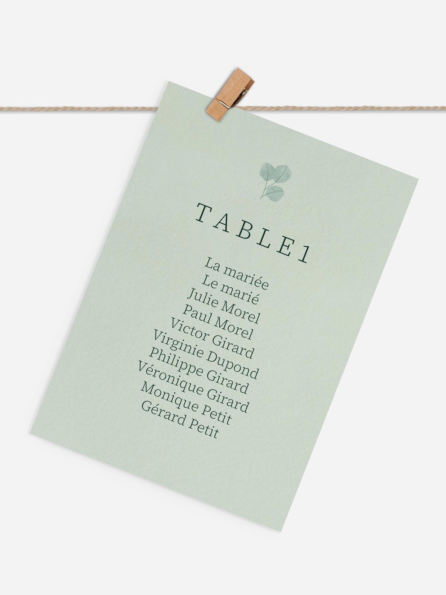 Cartons plan de table mariage Greenery Garden
