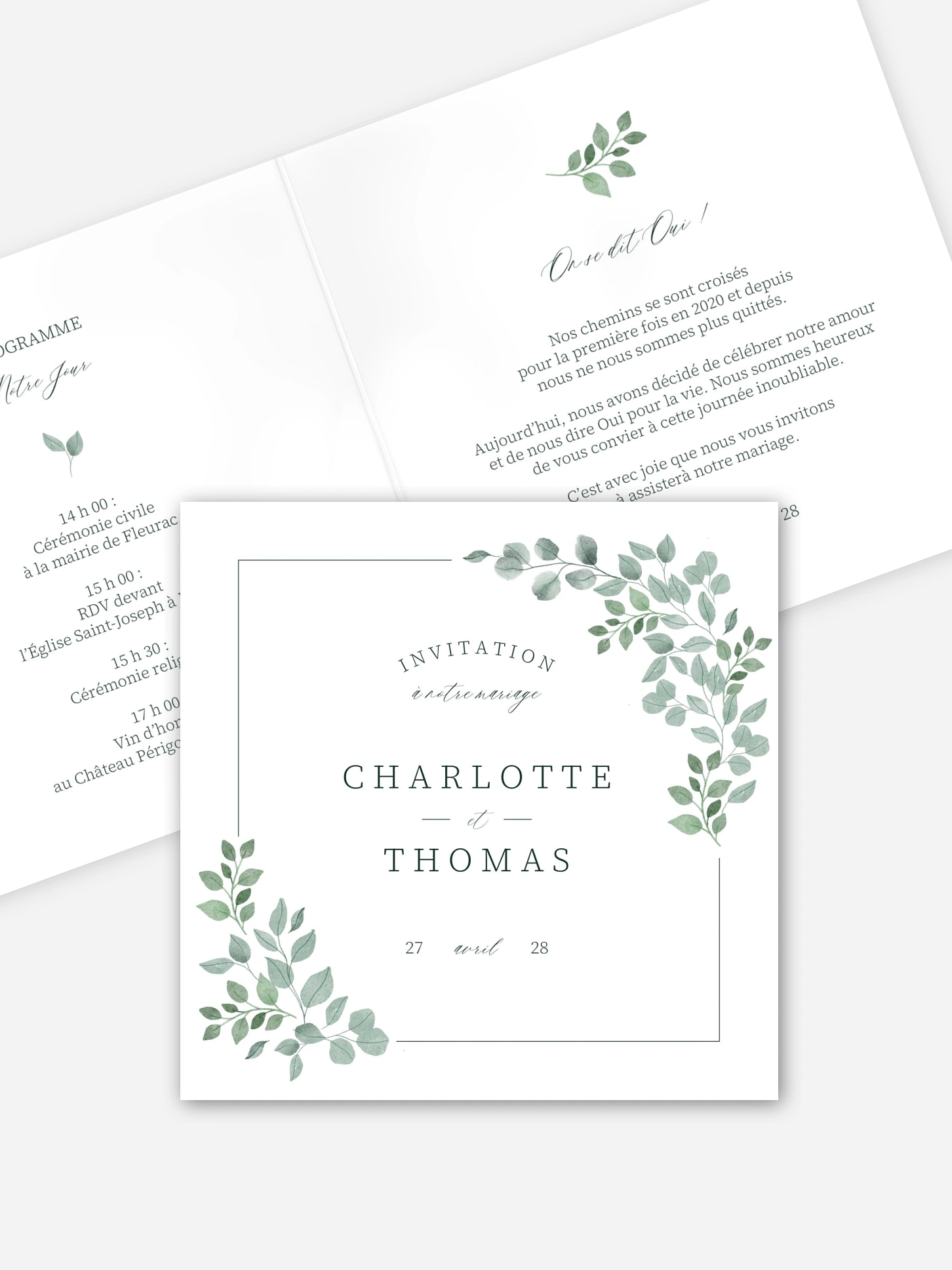 Faire-part de mariage Greenery Garden