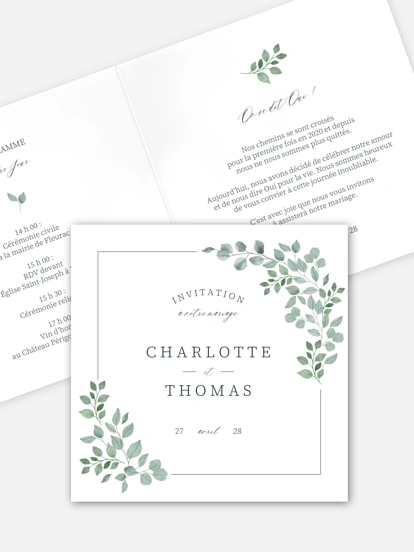 Faire-part de mariage Greenery Garden