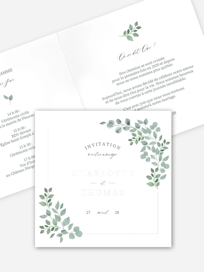 Faire-part de mariage Greenery Garden