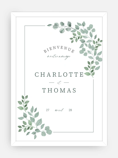 Poster bienvenue mariage Greenery Garden