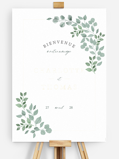 Poster bienvenue mariage Greenery Garden