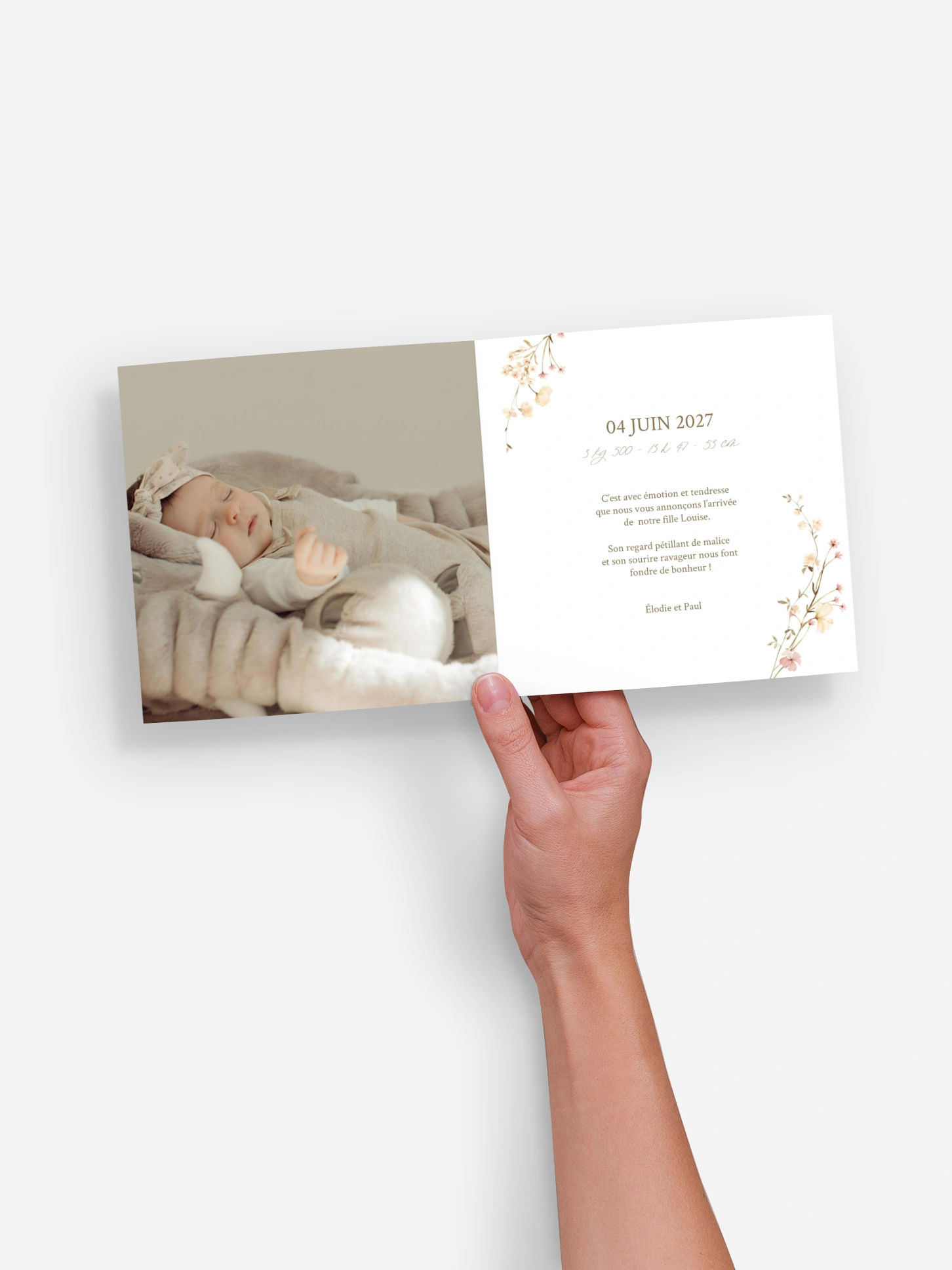 Faire-part naissance Promesse fleurie