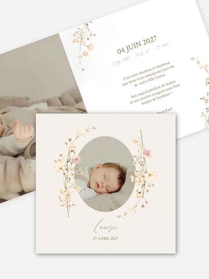 Faire-part naissance Promesse fleurie