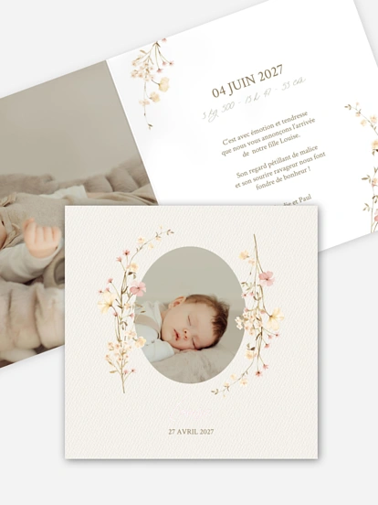 Faire-part naissance Promesse fleurie