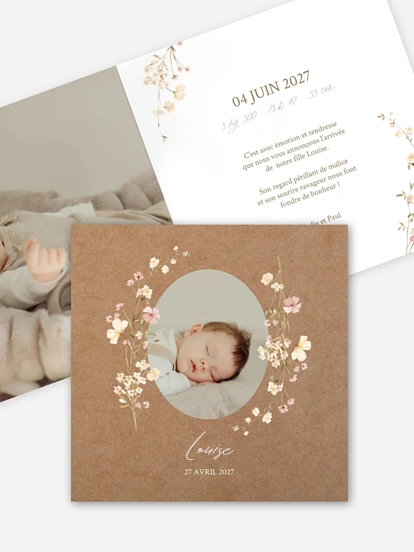 Faire-part naissance Promesse fleurie