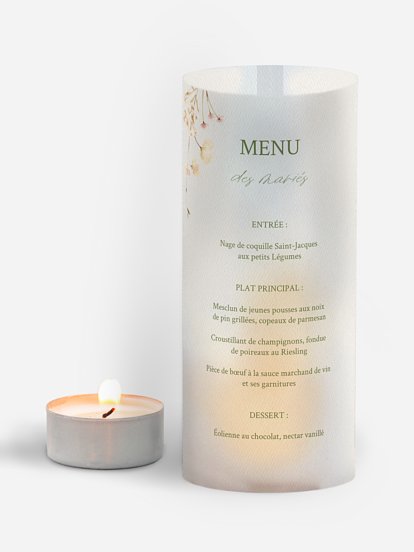 Menu mariage Promesse fleurie
