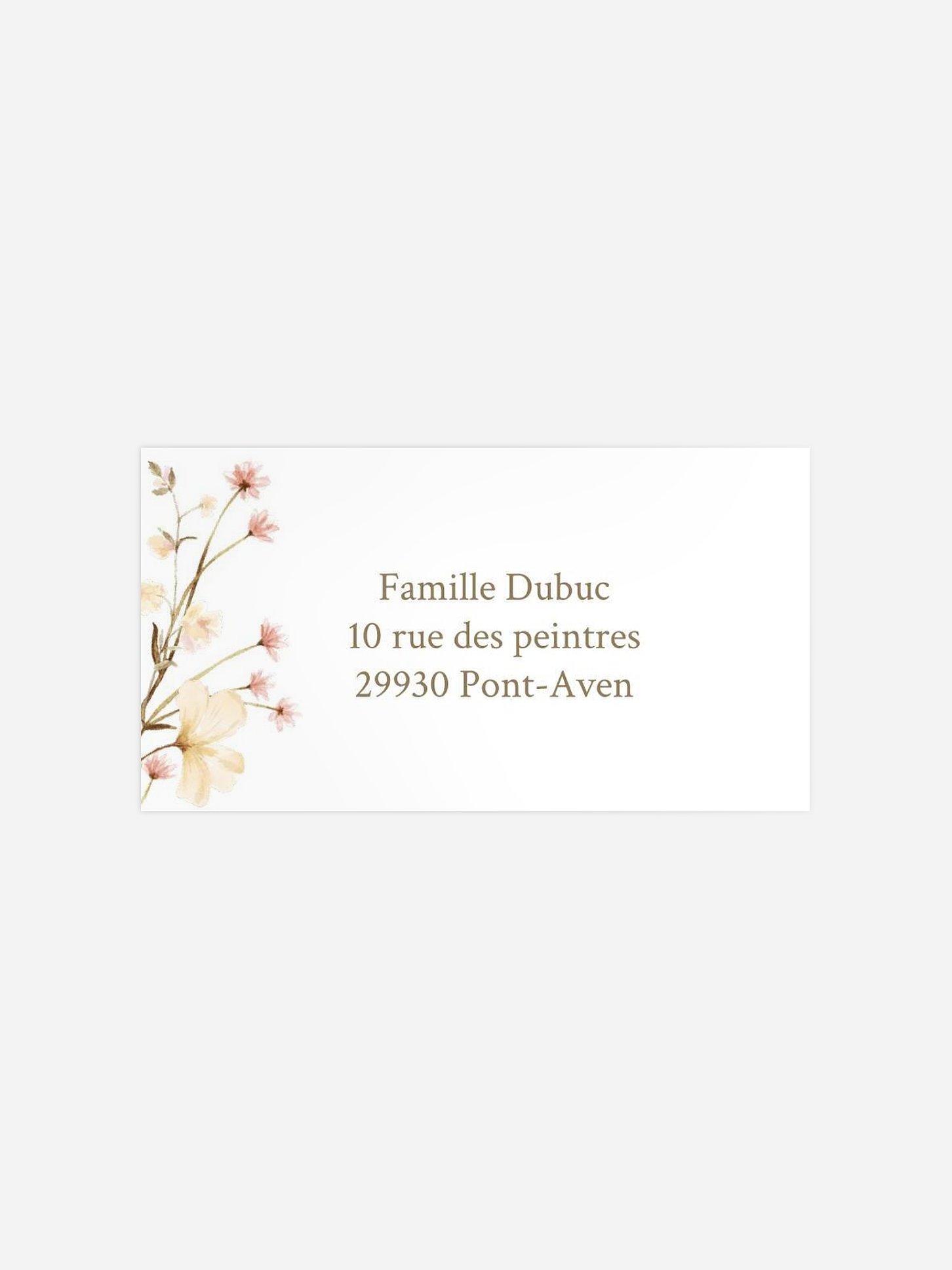 Étiquette destinataire baptême Promesse fleurie