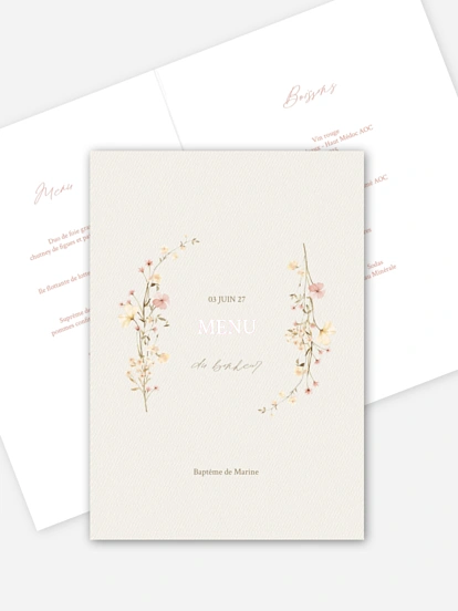 Menu baptême Promesse fleurie