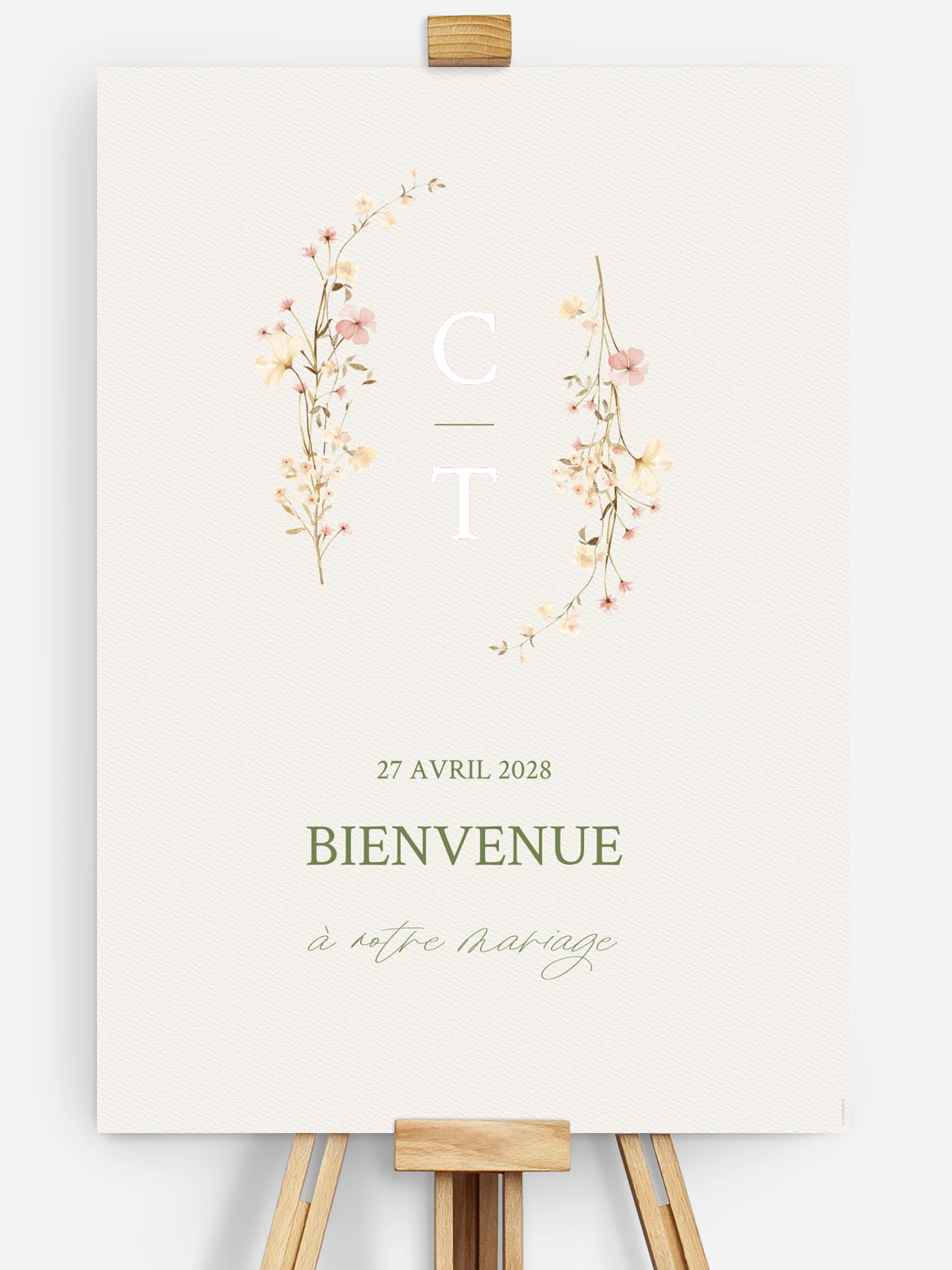 Poster bienvenue mariage Promesse fleurie
