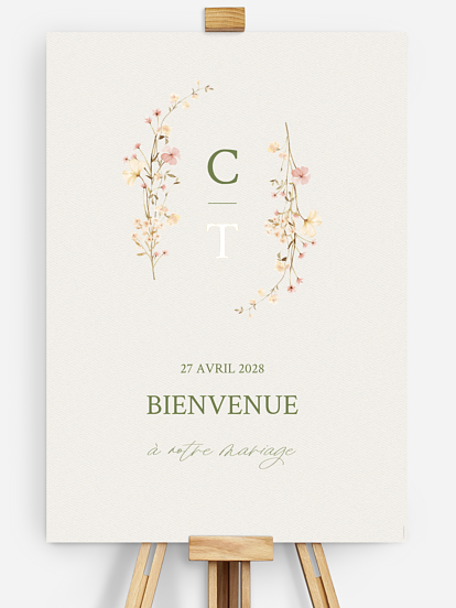 Poster bienvenue mariage Promesse fleurie