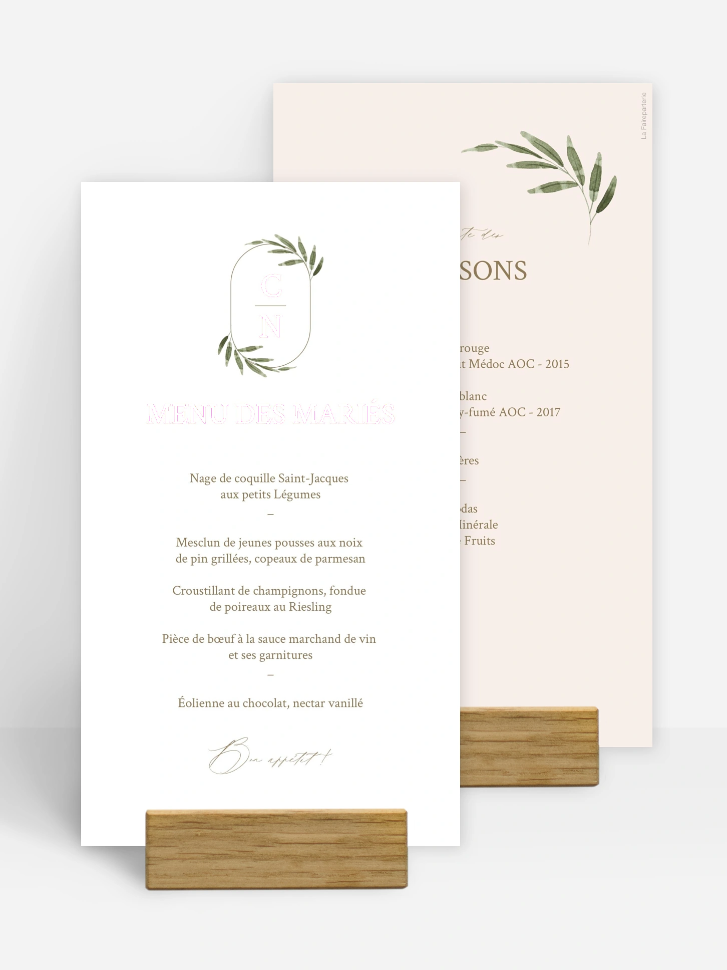 Menu mariage Brin d'olivier raffiné