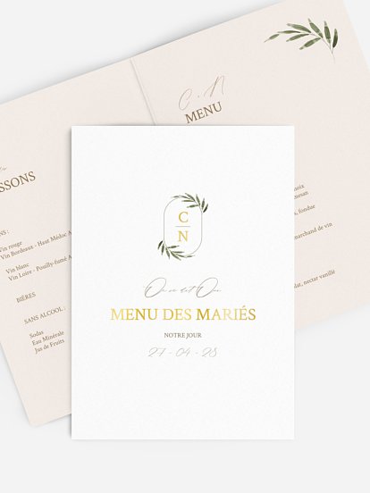 Menu mariage Brin d'olivier raffiné