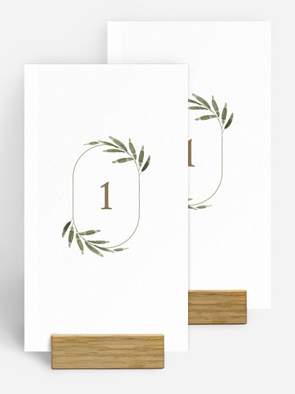 Numéro de table mariage Brin d'olivier raffiné