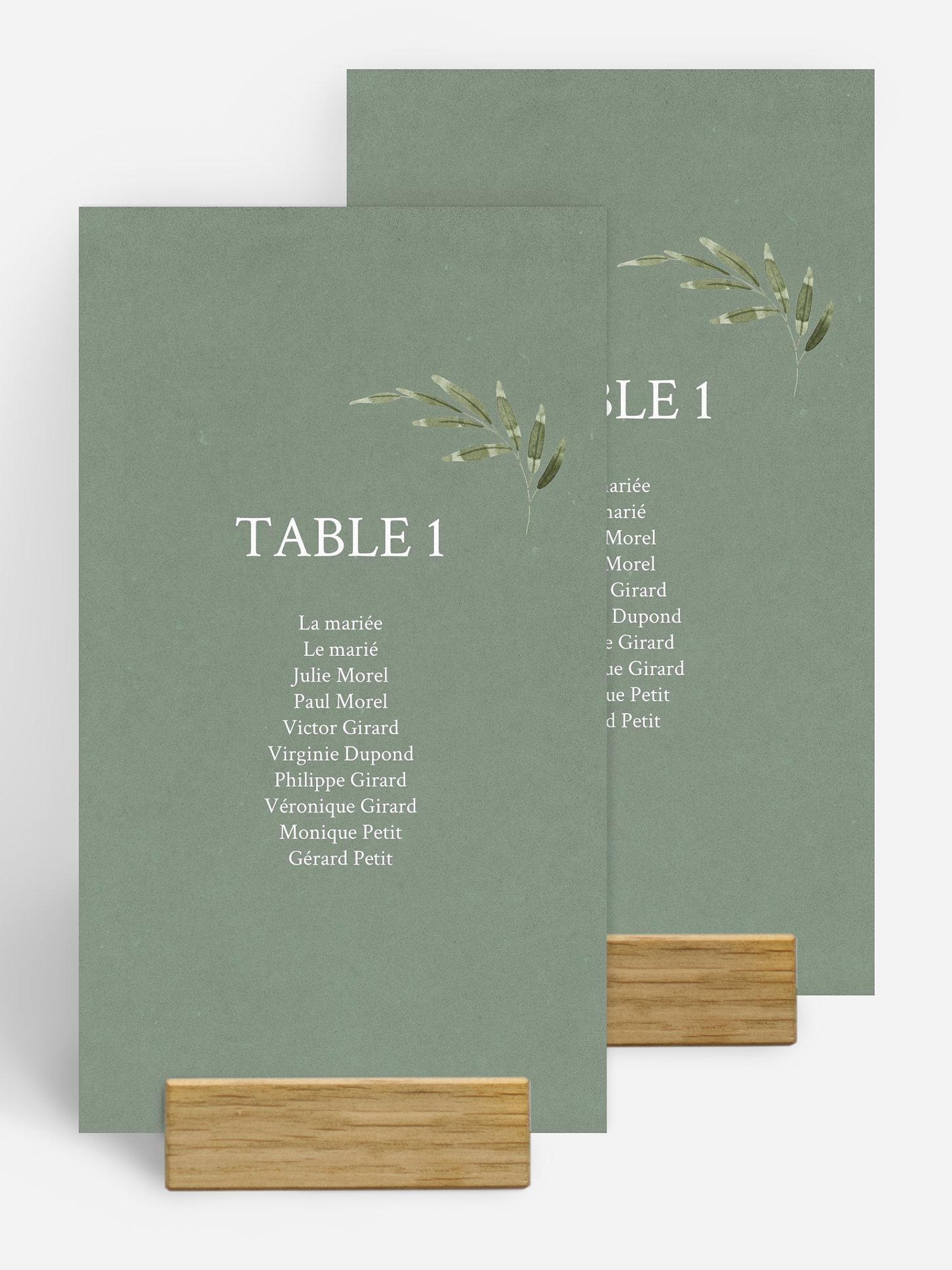 Nom de table mariage Brin d'olivier raffiné