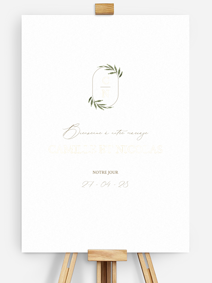 Poster bienvenue mariage Brin d'olivier raffiné