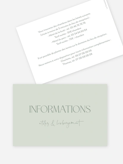 Carton information hébergement The Big Day